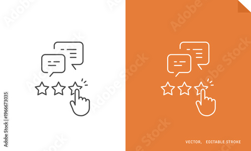 口コミ評価やお客様の声などのレビュー投稿を表すベクターアイコン (線画) Editable stroke