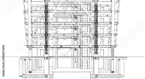 An architectural blueprint vector illustration showcases a professional technical drawing and 3D interior design project for a modern house construction and engineering concept