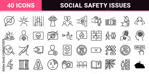 Cyberbullying and Online Harassment Awareness Minimalist Monoline Geometric Line Art for Social Impact and Digital Safety Campaigns.