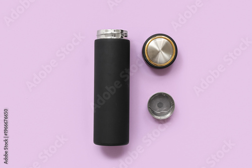 Modern black thermos on lil...