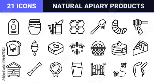 Apiary and Honey Production Minimalist Monoline Geometric Line Art for Commercial Packaging and Natural Product Branding