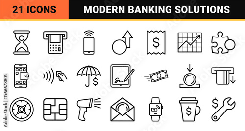 Fintech and Digital Payment Solutions Minimalist Monoline Geometric Line Art for Modern Financial Apps and E-commerce Interfaces.