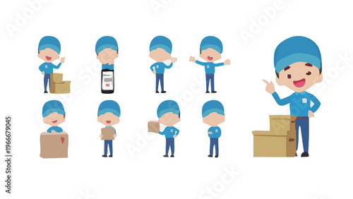 set of funny cartoon businessman