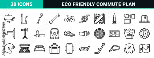 Urban Micro-Mobility and Eco-Friendly Transport Geometric Line Art Set featuring Minimalist Bicycle, Electric Scooter, and Delivery Moped Outlines.