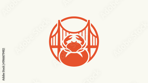 San Francisco Golden Gate Bridge Logo With Crab