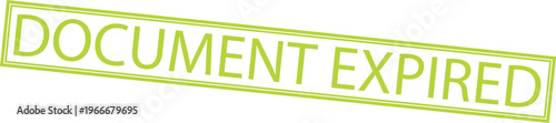 Document Expired green rubber stamp text isolated on white background