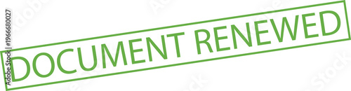 Document Renewed green rubber stamp text isolated on white background
