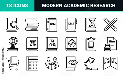 Education and Digital Library Minimalist Monoline Geometric Line Art for Modern Academic Research and Online Publishing Platforms