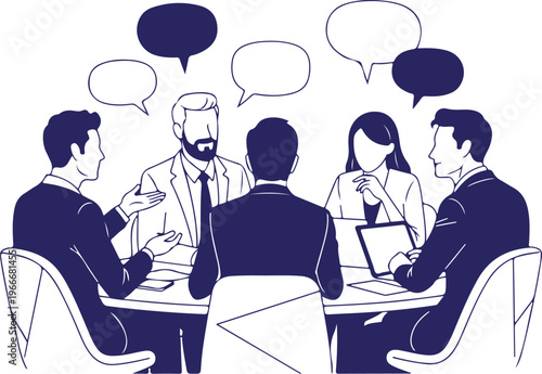 Business people sitting around a table having a discussion meeting