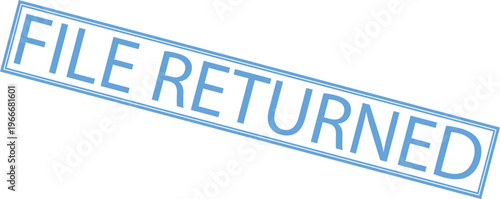File Returned text stamp in blue ink on white background