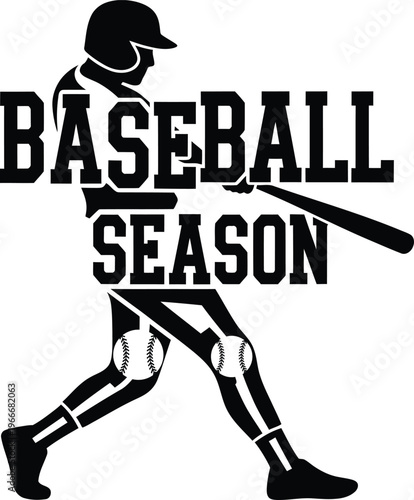 Baseball player swinging bat during baseball season.