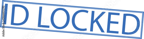 ID Locked text in blue capital letters inside rectangular frame isolated on white background