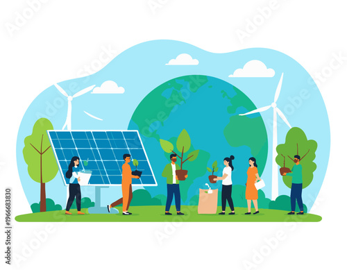 flat vector illustration of Earth Day concept