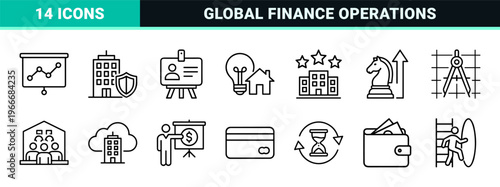 Corporate Management and Economic Strategy Minimalist Monoline Geometric Line Art for Financial Planning and Business Analytics