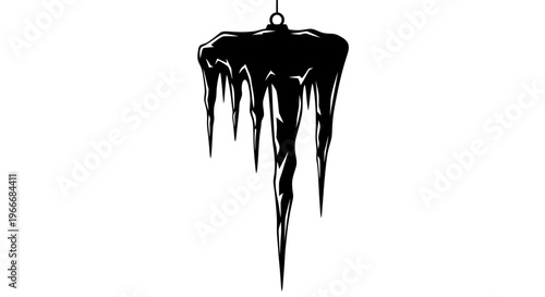 Sharp glistening icicles hang precariously from a frozen surface capturing the raw untamed beauty of winter's icy grip and the chilling power of frost formation