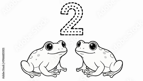 Trace over the number 2 and colour in the frog