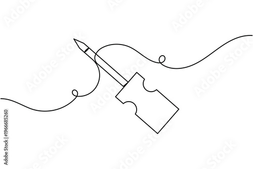 Screwdriver sign icon continuous one line drawing on white background minimalist construction tool symbol outline vector illustration