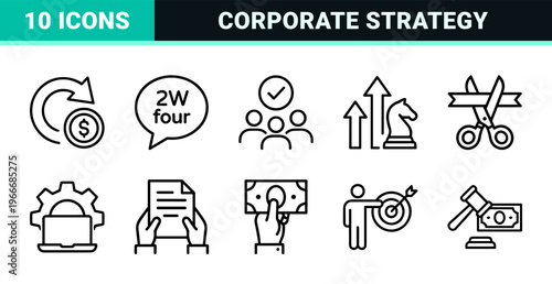 Corporate Management and Strategic Leadership Minimalist Monoline Geometric Line Art Grid for Professional Business Operations