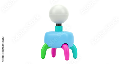 Colorful Cartoon Robot Toy with Sphere Head and Multiple Legs