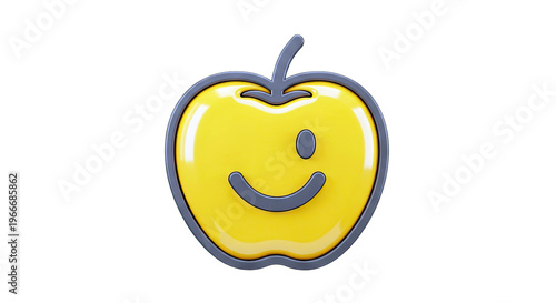 Yellow Apple Emoji with a Smile