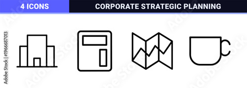 Professional Business Partnership Minimalist Monoline Outline Graphics for Corporate Collaboration and Strategic Networking Solutions