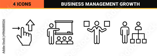 Corporate Strategy and Business Management Minimalist Monoline Geometric Line Art for Action Planning and Workflow Optimization