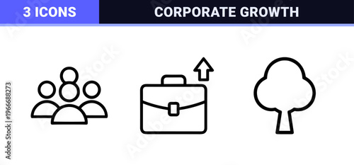 Corporate Growth and Financial Analytics Line Art Collection Featuring Minimalist Monoline Business Icons on a Clean Geometric Grid.