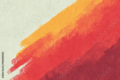 A red and orange watercolor painting on a white background