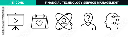 Corporate Strategy and Business Management Minimalist Monoline Icon Set for Executive Presentations and Financial Technology Interfaces
