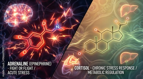 Comparison of Adrenaline and Cortisol Hormone Molecules with Biological Effects of Acute and Chronic Stress Response