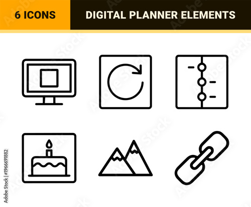 Time Management and Event Planning Linear Interface Elements: Minimalist Monoline Geometric Outlines for Scheduling Applications