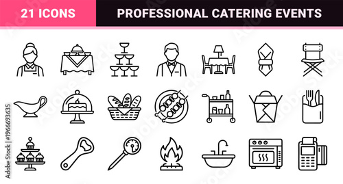 Hospitality and Catering Management Minimalist Monoline Geometric Line Art for Commercial Food Service and Event Planning Industry