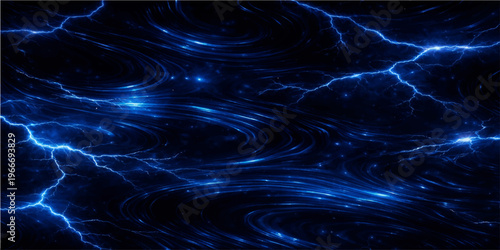 An abstract and dynamic representation of electric lightning bolts illuminating the night sky, creating a dramatic visual impact.