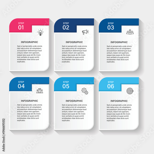 Modern Business Infographic Template with Multiple Steps and Data Visualization Elements