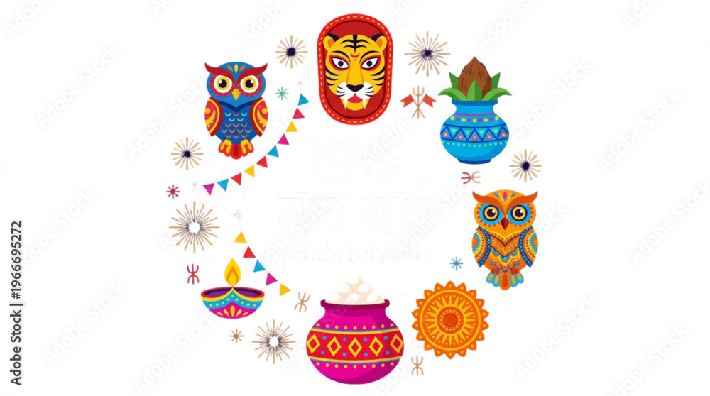 Obraz premium Vibrant Traditional Indian Cultural Festival Frame Celebration Background Diwali Dussehra Ugadi Marketing Web Design