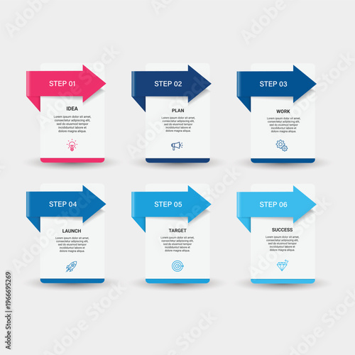 Modern Business Infographic Template with Multiple Steps and Data Visualization Elements