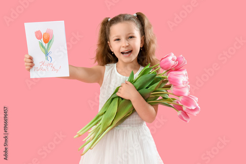 Cute little girl with tulip...