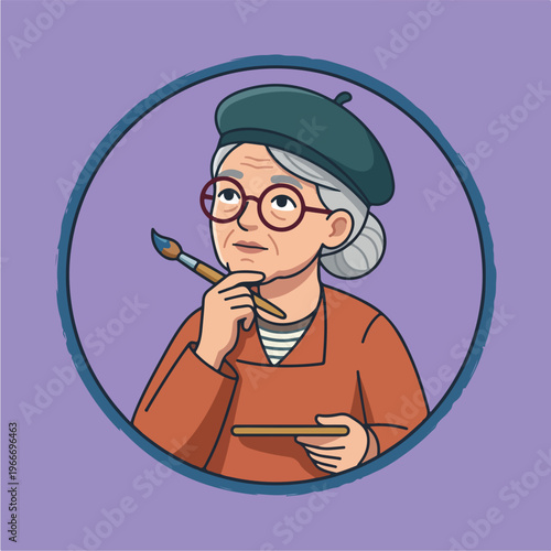 Senior Woman Artist Thinking Deeply.