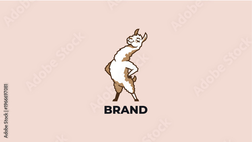 Charming and Confident Llama Logo Design - Playful Animal Character with Upright Pose for Brand Identity and Mascot Concepts, Evoking Whimsy and Personality