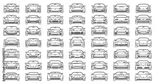Collection of Car Silhouettes from Front View.