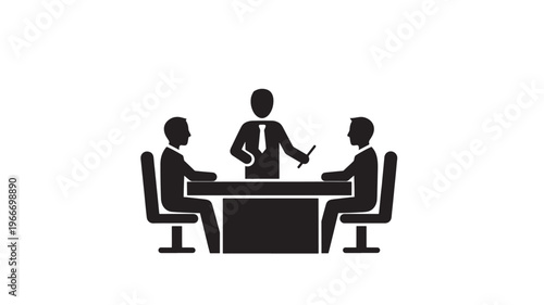 Business Meeting Silhouette With Presenter Team Discussion Corporate Strategy Planning and Collaboration Concept