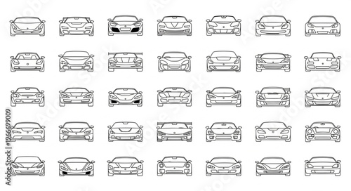 Collection of Car Silhouettes Front View.