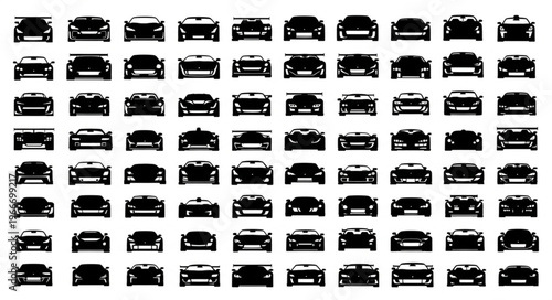Collection of Car Silhouettes Front View.
