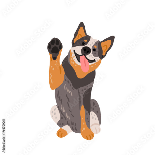 Dog breeds set. Border collie, Australian cattle dog, Basenji, English bulldog, beagle. Cute realistic dogs in different poses. Hand drawn vector illustration