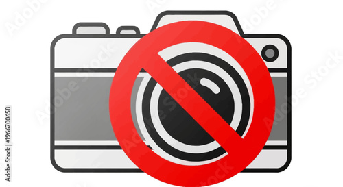 No photography allowed a camera with a red prohibition sign on transparent background silhouette