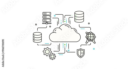 фотографія Cloud computing infrastructure illustration with network connections on transpar