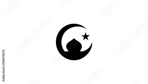 kadir gecesi company in black and white logo design vector, minimal logo, icon, mosque, star, moon, vector, symbol, design, web, sign, business, arrow, logo, button, art, round, love, food
