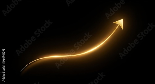 Elegant gold analytics curve with soft glow on deep black background, minimal design