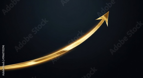 Elegant gold analytics curve with soft glow on deep black background, minimal design