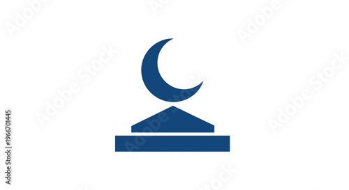 Simple blue mosque icon with crescent moon.